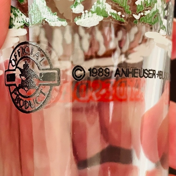 Pair  Of Vintage Budweiser Clydesdale Christmas 1989 Beer Pilsner Glasses - Picture 6 of 6